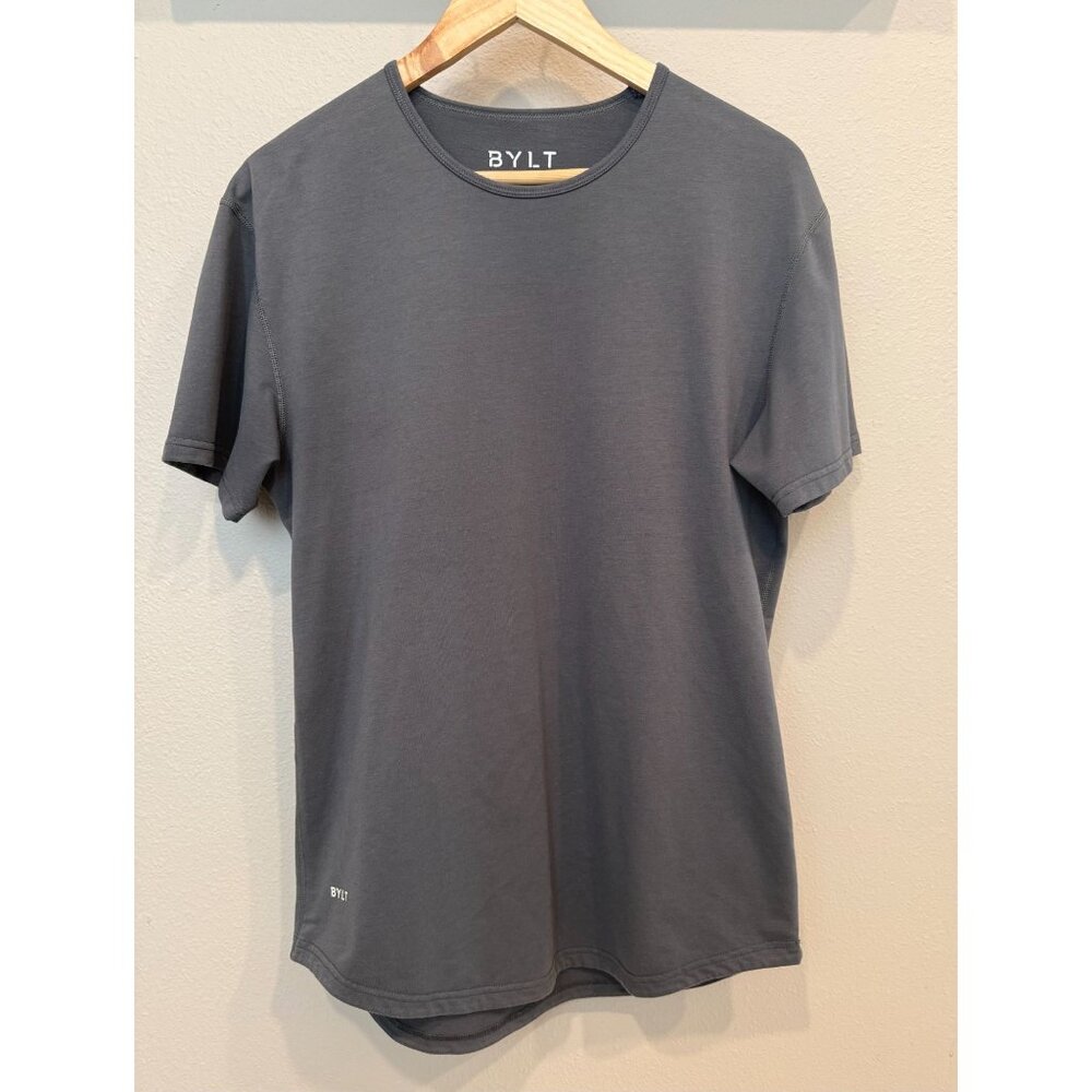BYLT Men's Drop Cut T-Shirt Gray Small Short Sleeves Performance Athletic